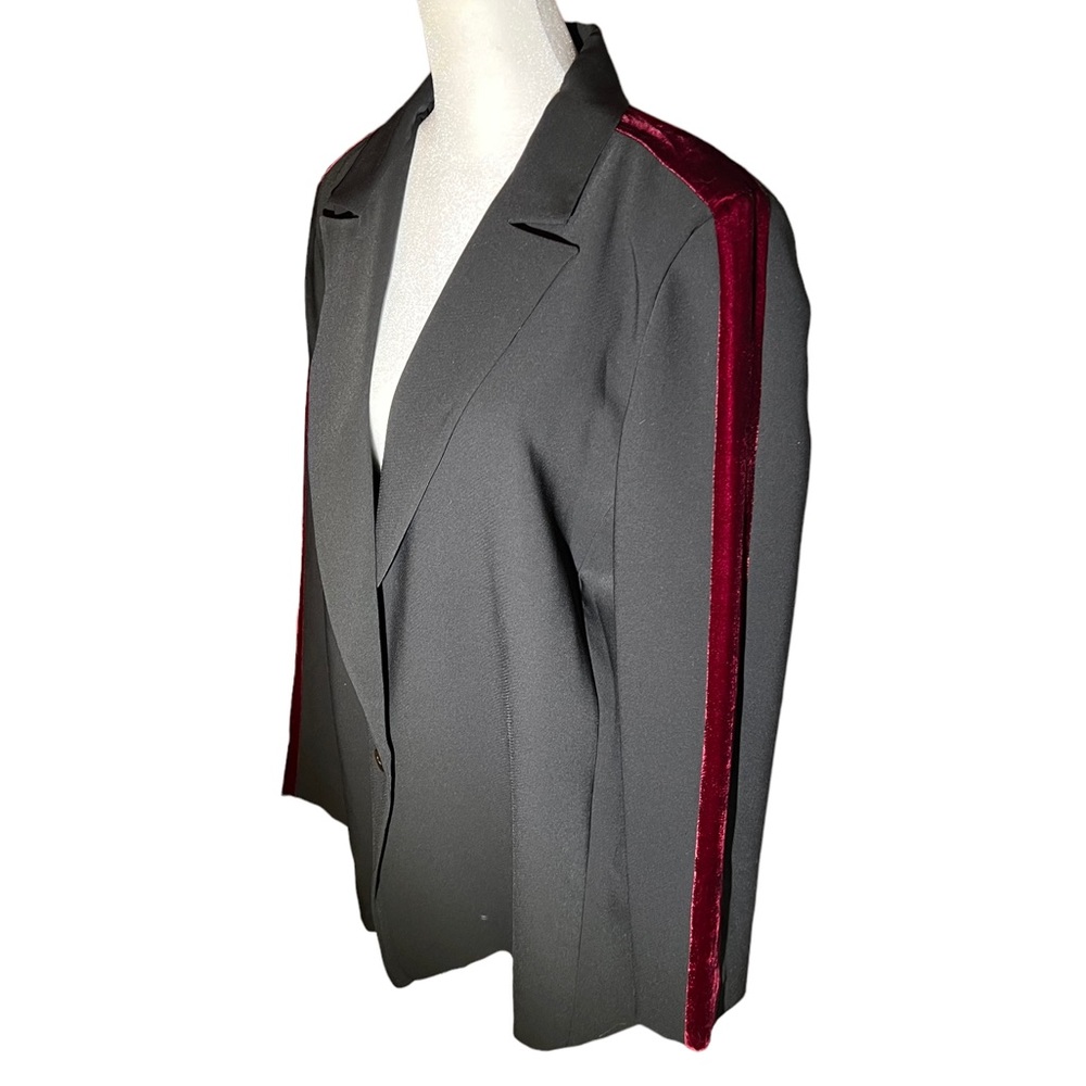 Amanda Uprichard Silk Blend Blazer with Red Velvet Stripe, Sz L